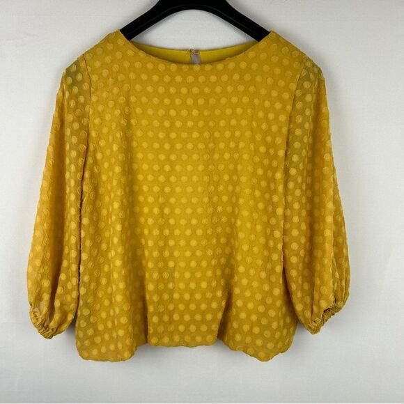 Anthropologie Sunday in Brooklyn yellow polka dot lined blouse top S - Picture 1 of 6